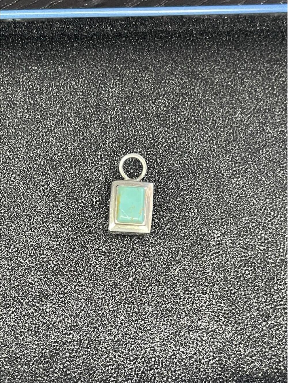Sterling Silver 925 Turquoise‎ Pendant Square Design Hooked Bail